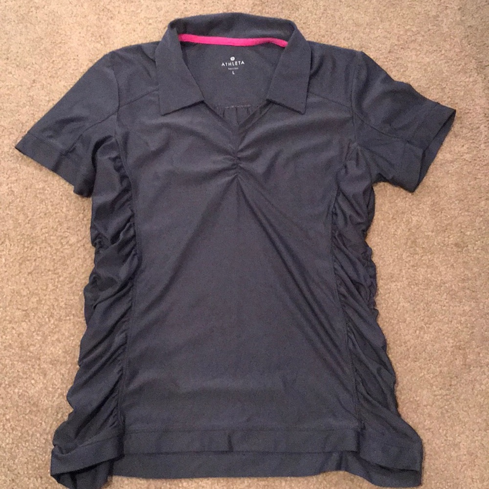 Athleta Grey polo top size L